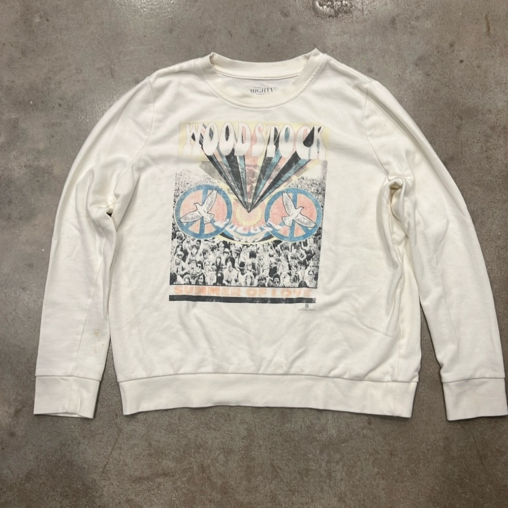 Woodstock Cream Vintage Graphic Long sleeve Crew Size XL
